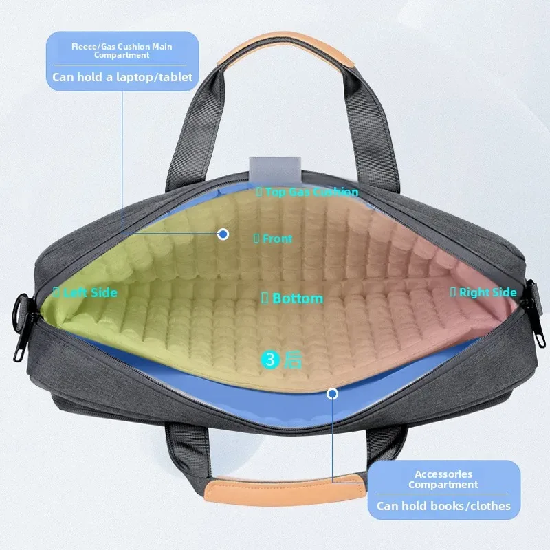 sac pour ordinateur portable à airbag six dimensions, portable, épaissi, grande capacité 16 pouces, multifonctionnel, sac pour ordinateur portable de jeu 18 pouces, résistant à l'eau