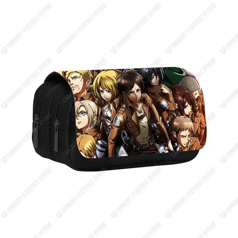 trousse à cosmétiques shingeki no kyojin, sac à stylos, levi eren, boîte à crayons, porte-brosse, étuis scolaires, anime attack on titan