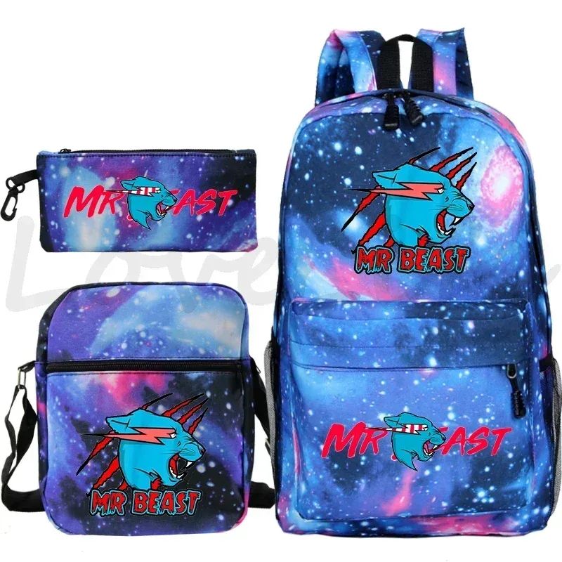 sac à dos d'école mr beast lightning cat pour garçons et filles, sacs d'école 3 pièces/ensemble, sac de voyage, sac à dos imprimé mr beast, mochila pour enfants, cadeau