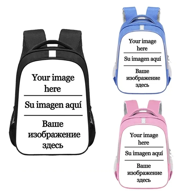 Personnaliser l'image Logo toile sac à dos femmes hommes sacs de voyage enfants sacs d'école garçons filles livre sac enfants cadeau sacs à dos