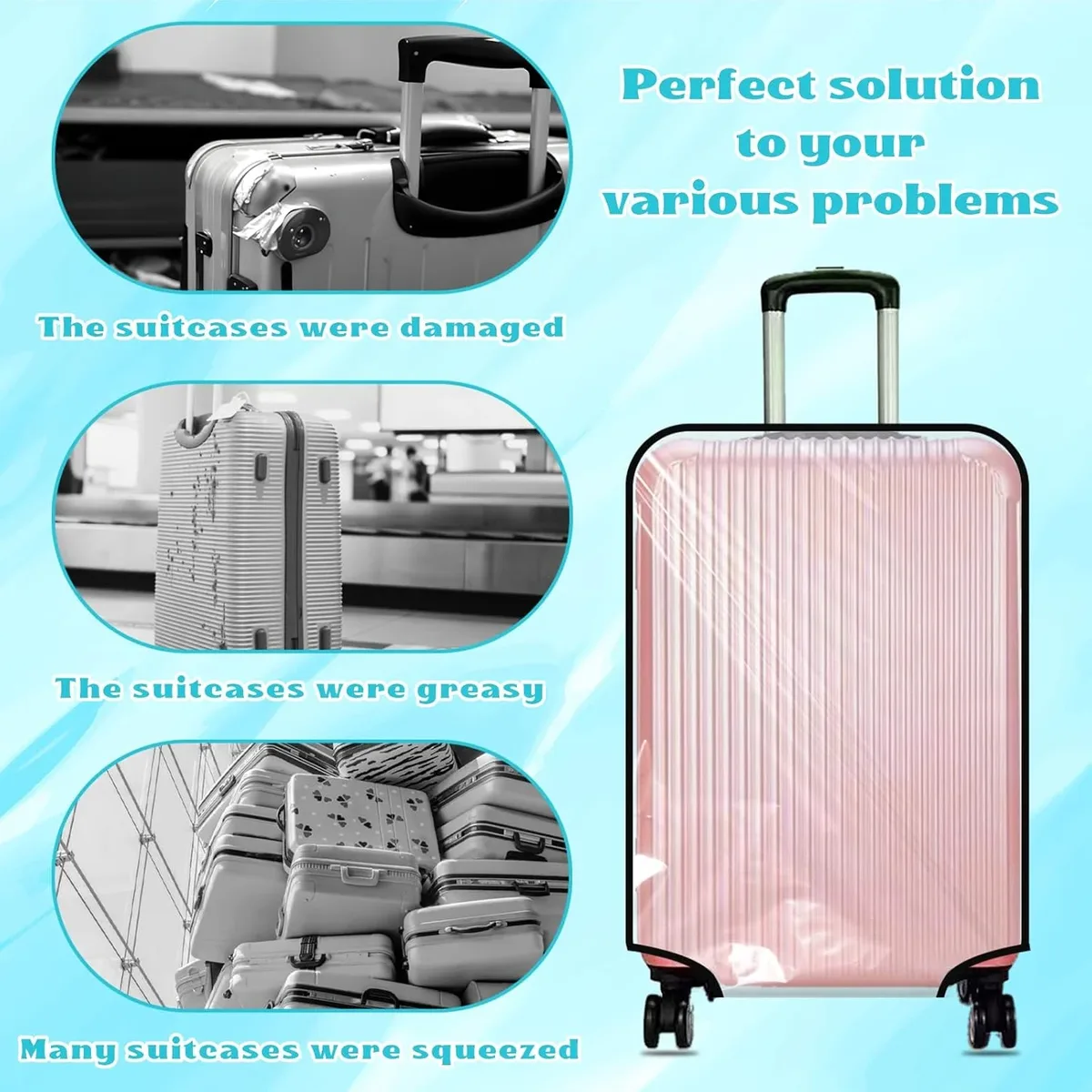 housse de protection transparente et imperméable pour bagages, résistante aux rayures, à la poussière et aux taches, pour valise de 20 à 30 pouces