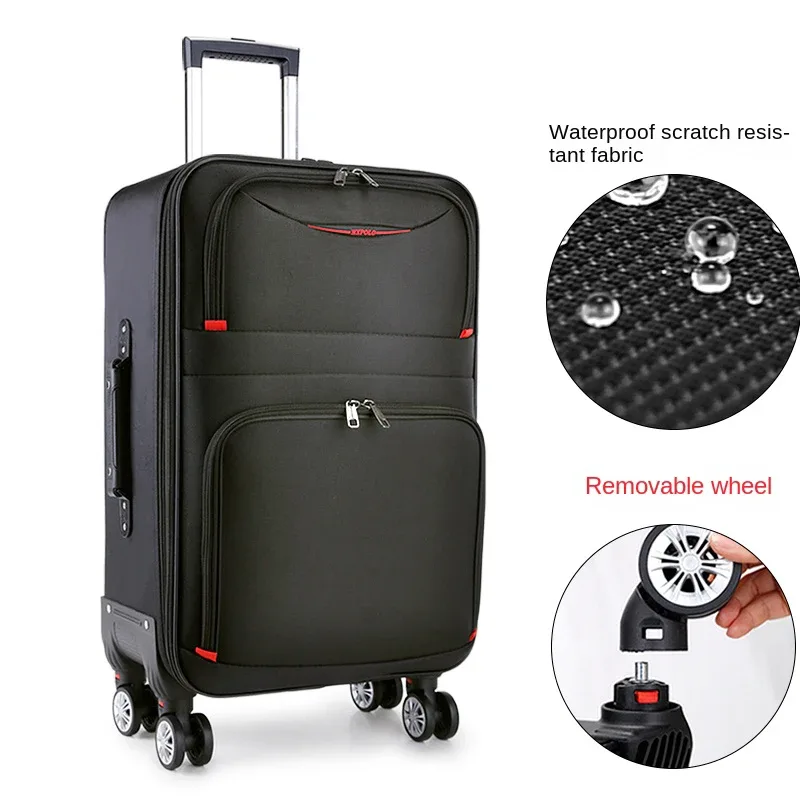 30 "grande capacité noir bagages étanche Durable boîtier de chariot Oxford tissu détachable Spinner roue 20" mot de passe valise