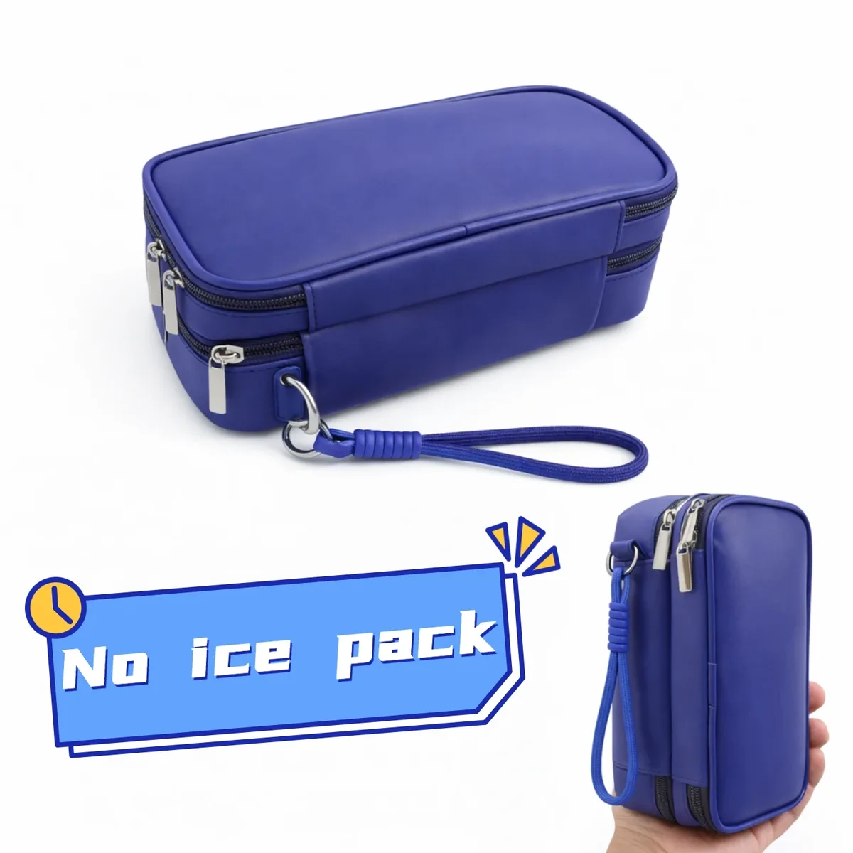 étui de voyage bleu roi pour fournitures diabétiques pour hommes, pochette de rangement médical simple ou double couche pour stylos à insuline, sac uniquement