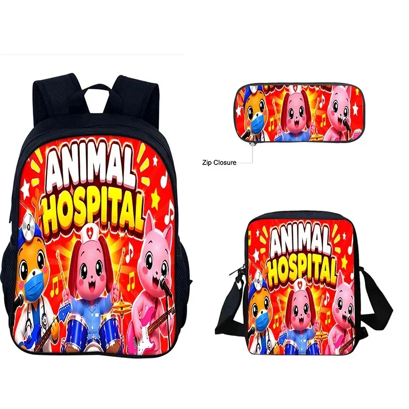 ensemble de 3 sacs d'école à thème animalier pour enfants, sac à dos, sac bandoulière et trousse à crayons, pour garçons et filles de primaire et collège, idéal comme cadeau