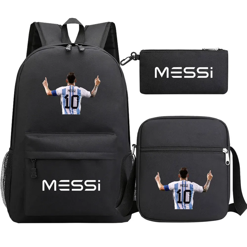 lot de 3 sacs à dos messi en nylon, simples, pour le sport, avec compartiment pour ordinateur portable, sacs à dos décontractés pour l'école, les voyages et les trajets quotidiens