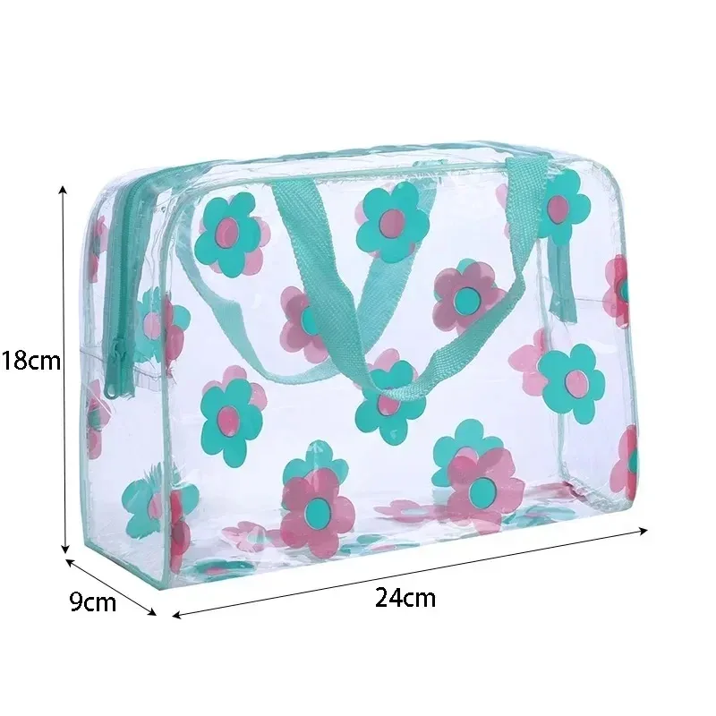 sacs de maquillage transparents en pvc, sacs cosmétiques imperméables à fleurs pour femmes, pochettes de rangement pour voyage, toilette et douche
