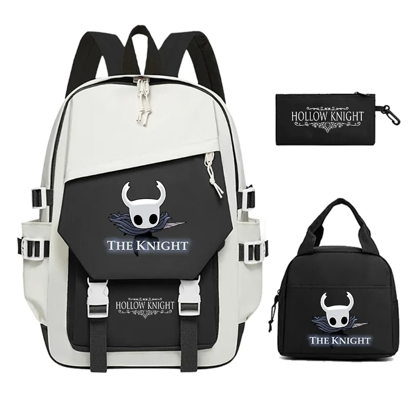 ensemble de 3 sacs à dos pour enfants, sacs d'école imprimés hollow knight, sacs à dos de grande capacité pour adolescents garçons, sac à dos décontracté pour ordinateur portable