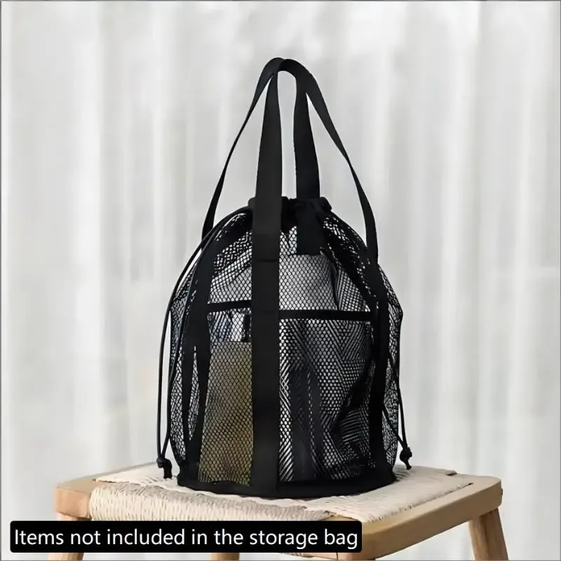 sac de voyage en nylon maillé grande capacité, organisateur de cosmétiques, sacs à cordon en maille décontractés pliables, pochette à cordon, sac de lavage pour la natation