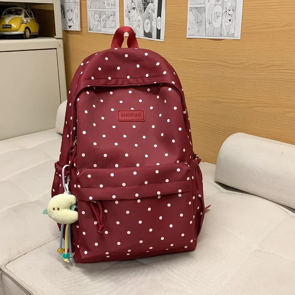 sac à dos quotidien à double bandoulière à pois, grande capacité, mignon, imperméable, durable, pour l'école et le bureau