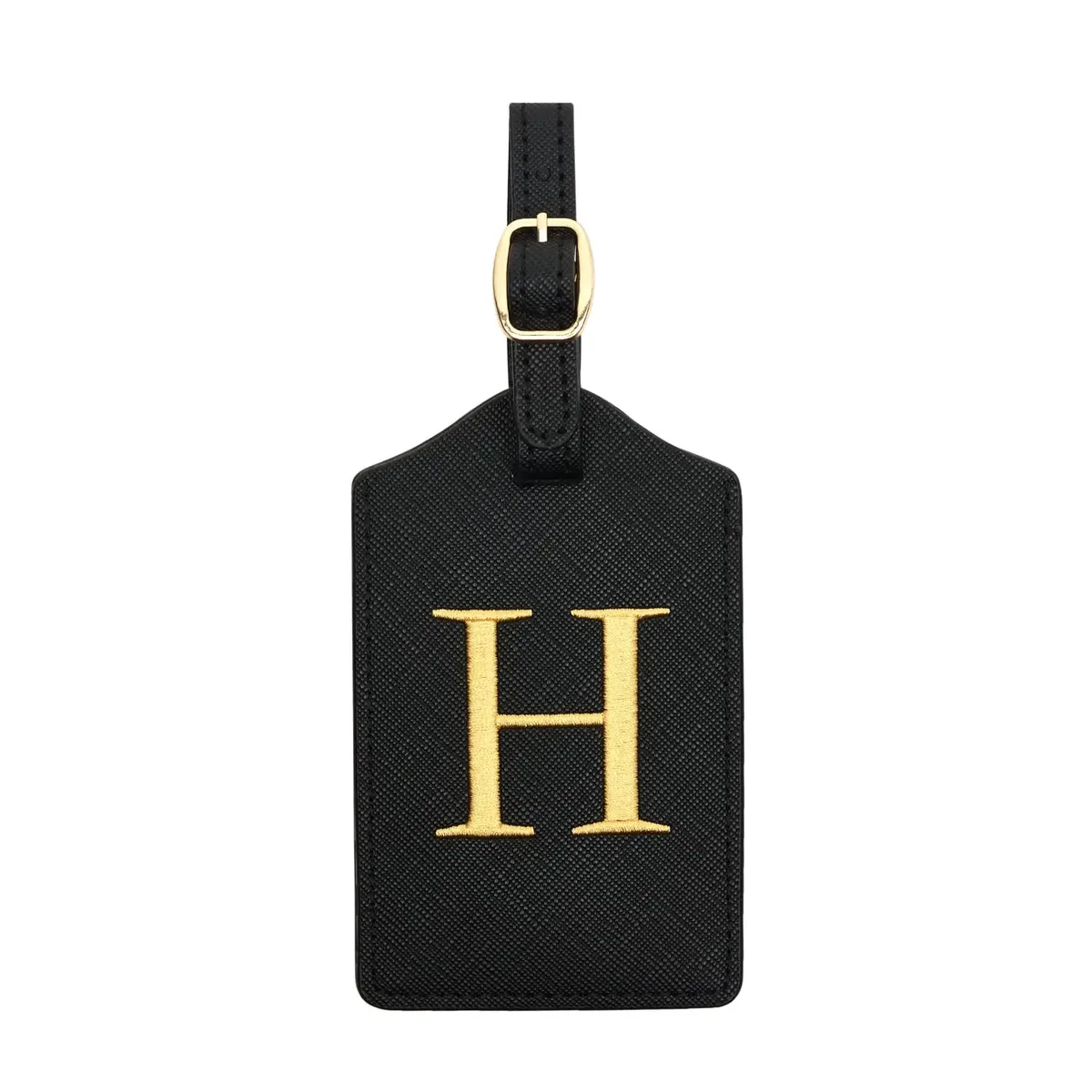 étiquette de bagage en cuir pu pour voyage-étiquette d'identification de valise durable avec couverture de confidentialité et fente pour carte nominative (a-z) liu