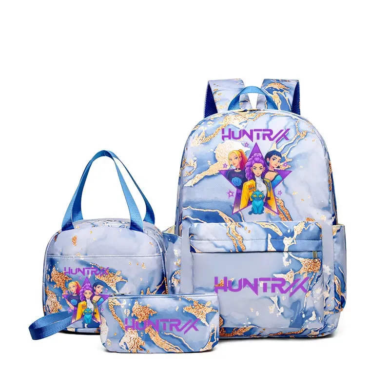 sacs à dos kpop demon hunters avec sacs à déjeuner, sacs d'école légers pour étudiants et adolescents, sac de voyage décontracté pour femmes, 3 pièces/ensembles