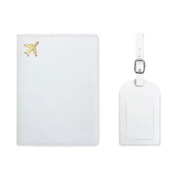 ensemble de porte-passeport de voyage avec nom personnalisé, étiquette de bagage en cuir gravée, vente en gros, pendentif d'étiquette de valise, couverture de passeport de luxe, cadeau