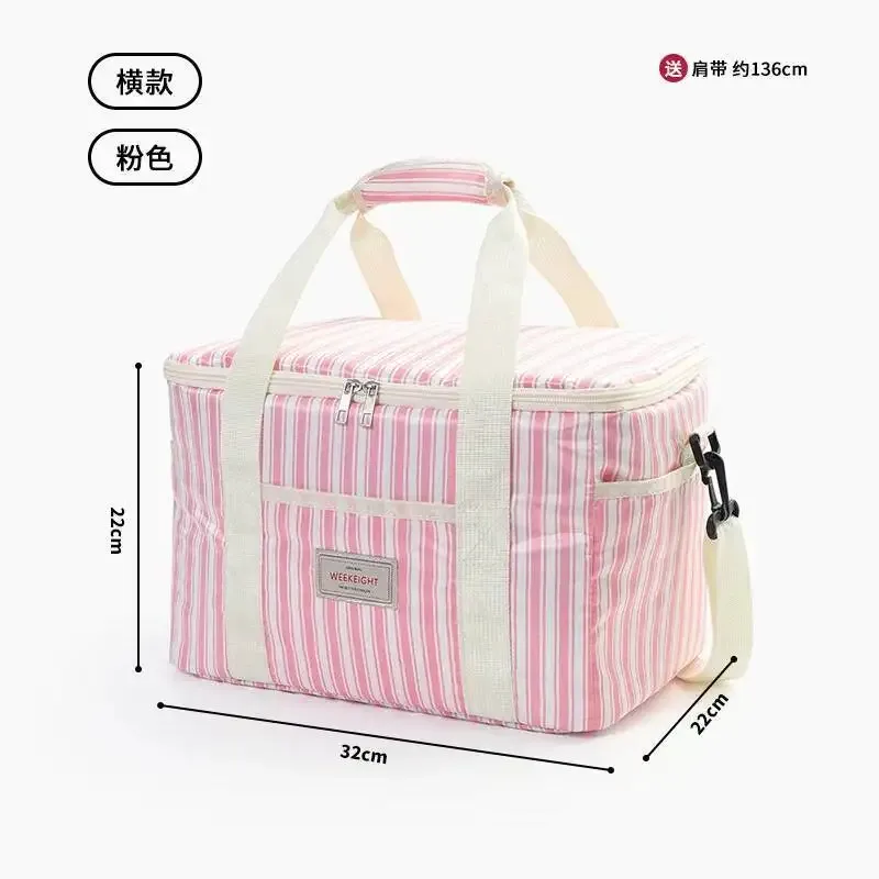sac à bandoulière épais pour maman, sacs à main de stockage de lait maternel, sac de boîte à déjeuner isolé rayé de grande capacité