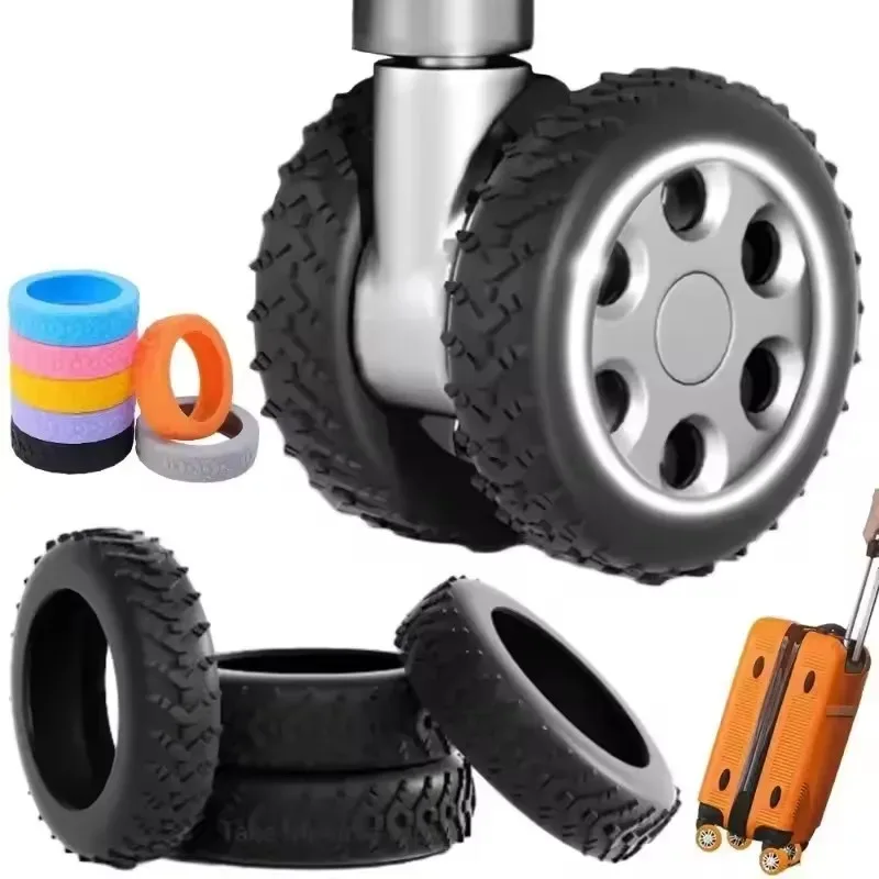 housse de protection en silicone pour roulettes de valise, silencieuse, pour réduire le bruit des roulettes de bagages de voyage.