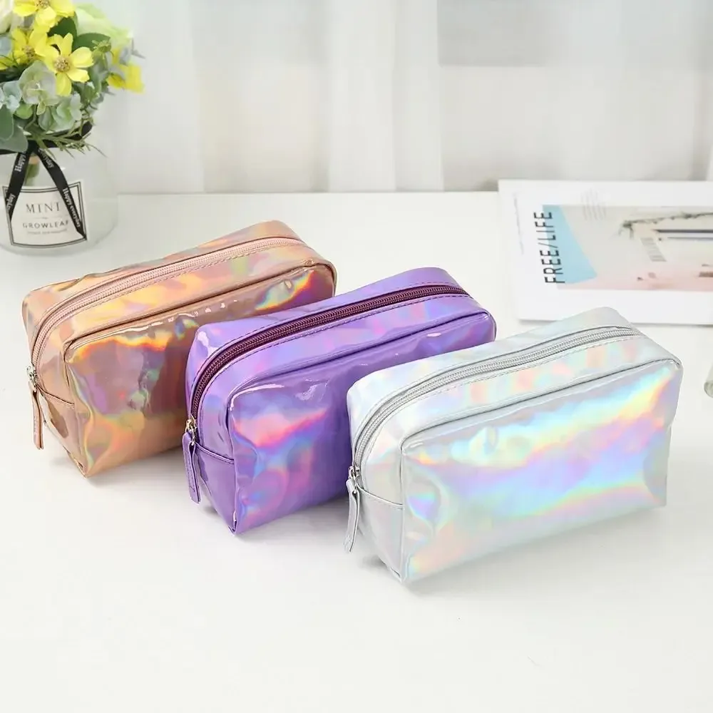 sac de toilette portable couleur unie, grande capacité, imperméable, pour maquillage, cadeau, voyage
