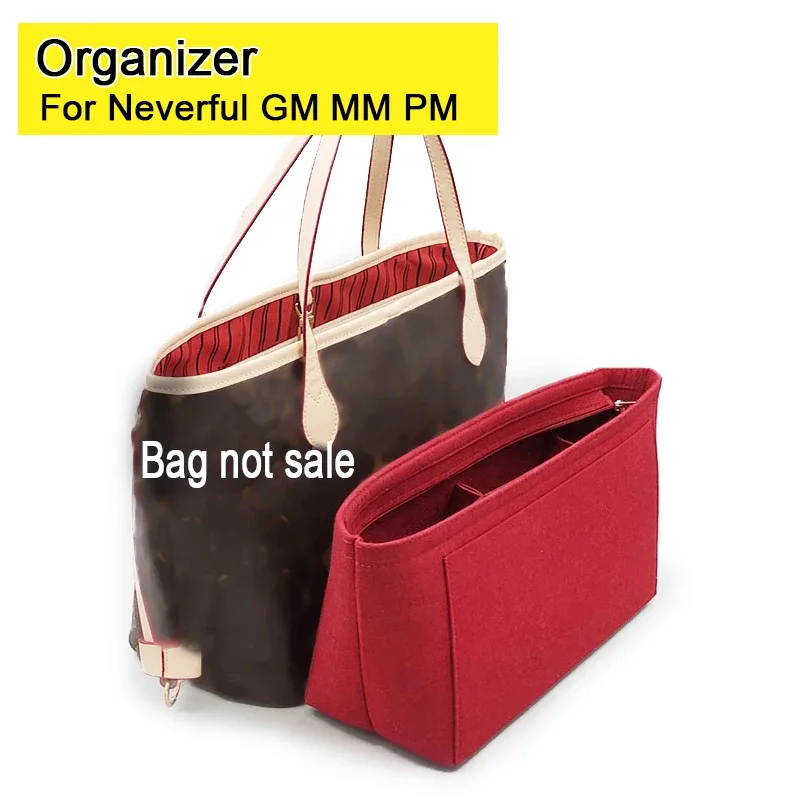 Organisateur de sac à main avec fermeture éclair, compatible avec Neverfull GM MM PM, séparateur et protecteur de sac à main.