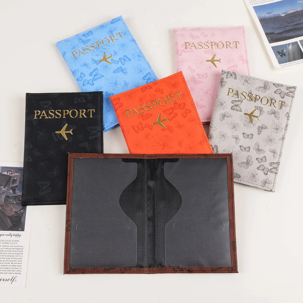 nouveau porte-passeport de voyage housse pour femmes hommes en cuir pu carte billet passeport couvre support accessoires de protection