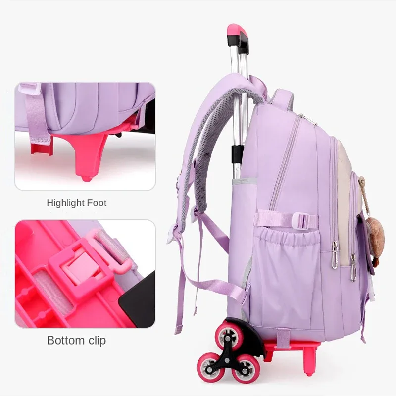 sacs à dos scolaires à roulettes sacs d'école pour filles sac à roulettes avec roues sac d'école orthopédique étanche sac à dos à roulettes pour étudiant