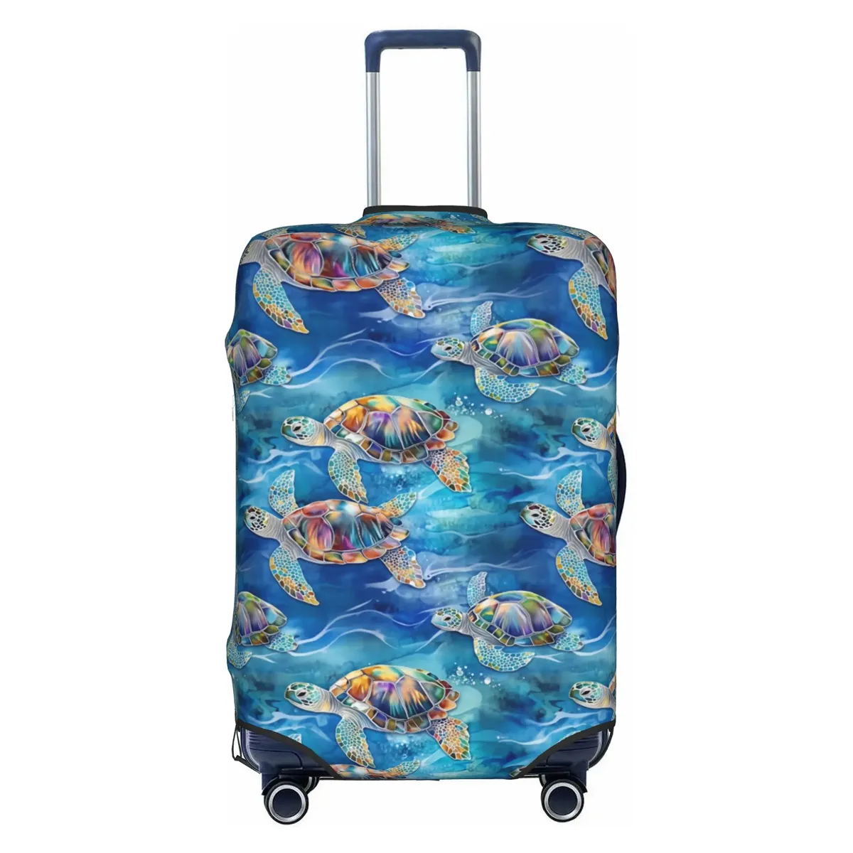 housse de protection pour valise, motif tortues marines sur fond bleu marine, mignonne, convient aux valises de 18 à 32 pouces