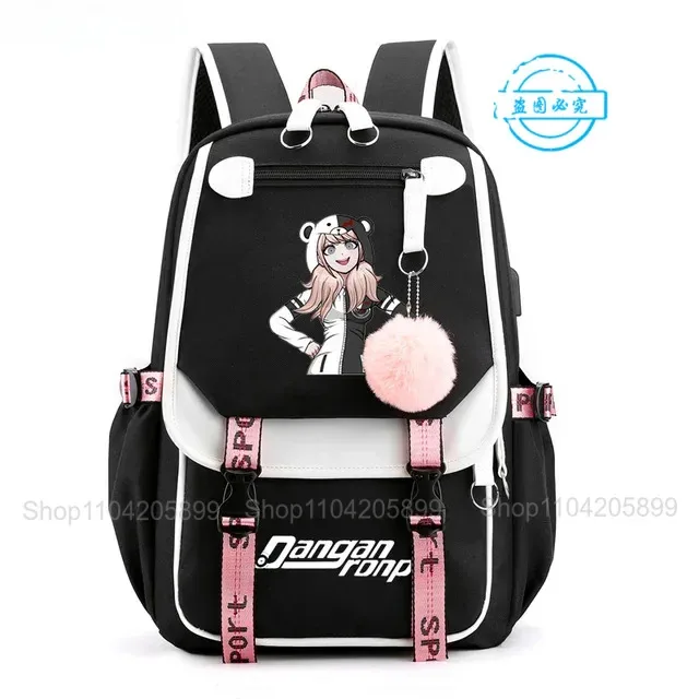sac à dos danganronpa anime mochila, sac d'école pour étudiants, sac de voyage avec port usb, sacoche décontractée pour ordinateur portable, grand sac messager, cadeau