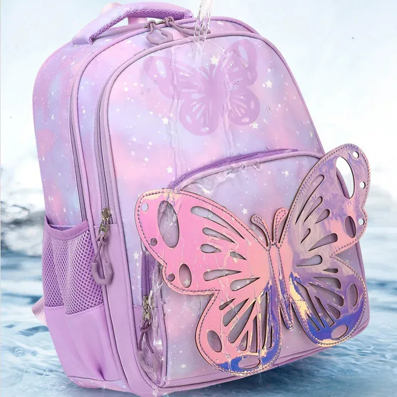 ensemble de sac à dos 3 pièces à motif papillon pour fille, sac d'école pour étudiant avec pochette fourre-tout, sacs à livres imperméables, ensemble de cartable de rêve kawaii