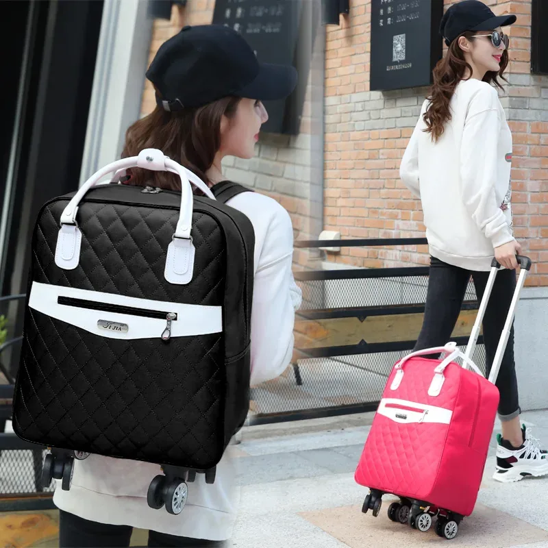 Sac de voyage à roulettes pour femme, Oxford, grande capacité, bagages à roulettes, valise