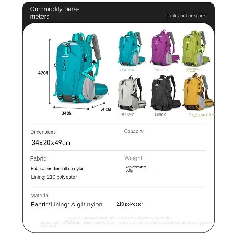 extra large taille 40l sports de plein air alpinisme sac hommes et femmes couple sac à dos décontracté hydrofuge double sacs à bandoulière