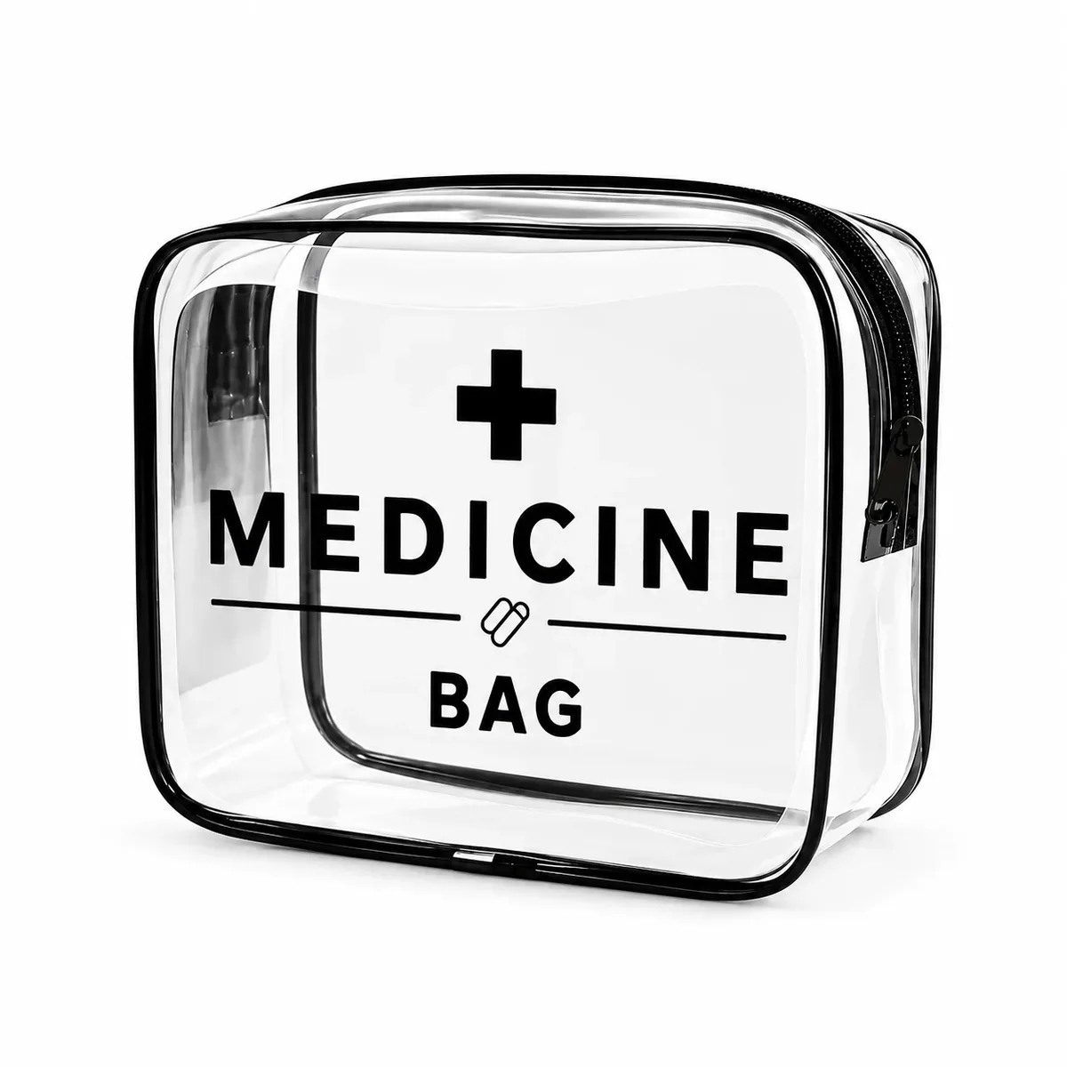 sac à médicaments transparent portable, organisateur de premiers secours transparent, grande capacité, étui de rangement à fermeture éclair pour les voyages et les urgences à domicile.