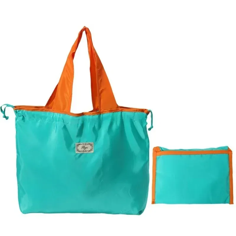 sac de courses réutilisable, sac de rangement écologique pliable de grande capacité avec cordon de serrage, sac à bandoulière de shopping décontracté, 1 paquet