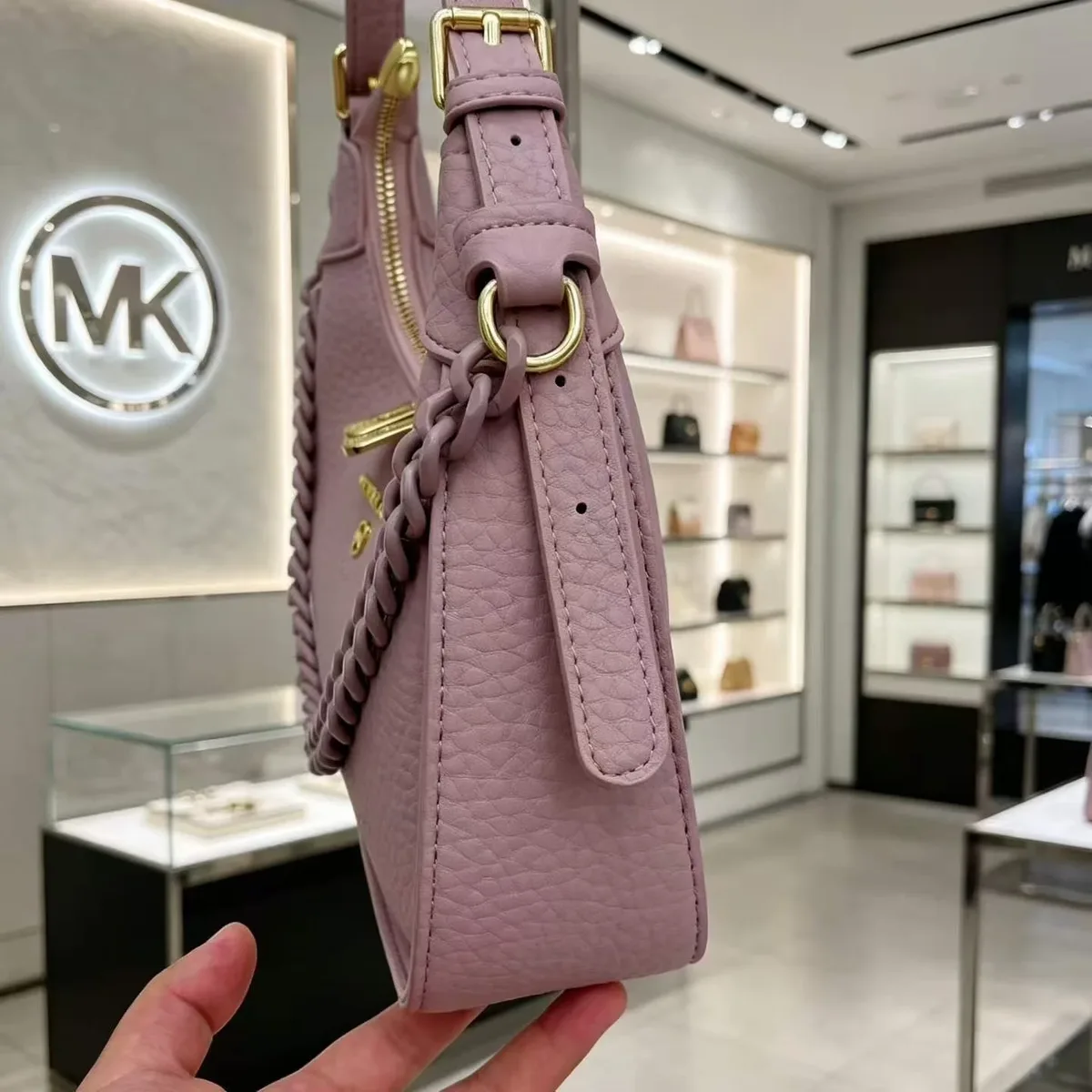 Sac bandoulière classique Michael Kors pour femme 2026 – Sac de voyage décontracté et polyvalent avec chaîne alphabet MK pour trajets quotidiens