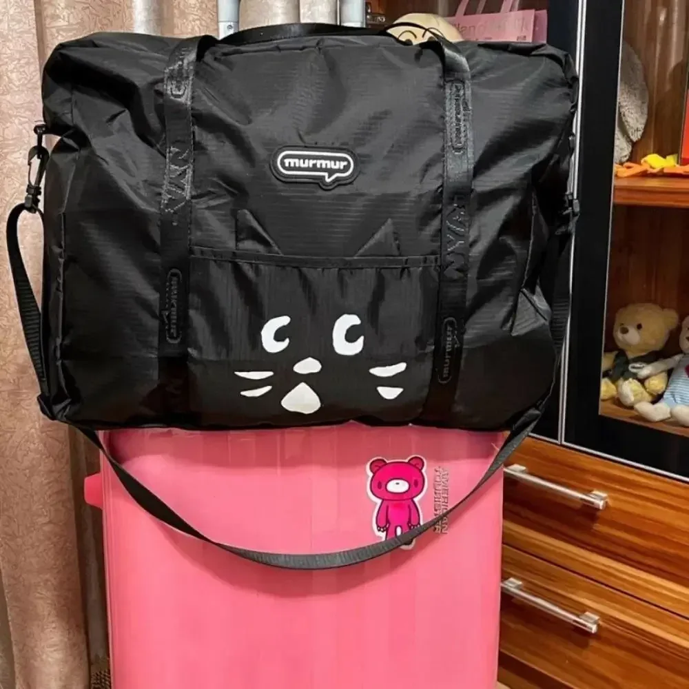 sac à bandoulière en tissu nylon chat de dessin animé, sac de séparation humide et sec, sac de voyage en nylon, sac de rangement portable et durable pour salle de sport