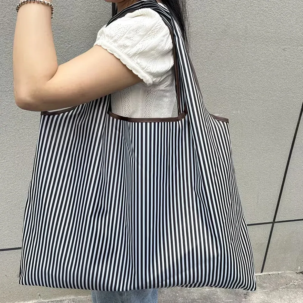 sac de courses portable de grande capacité, sac de courses pliable léger, sac fourre-tout à bandoulière
