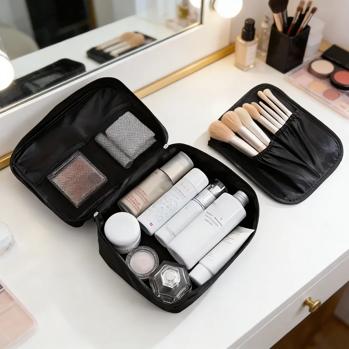 sac de rangement portable pour bagages, trousse de toilette de voyage grande capacité, petit sac de rangement carré pour maquillage