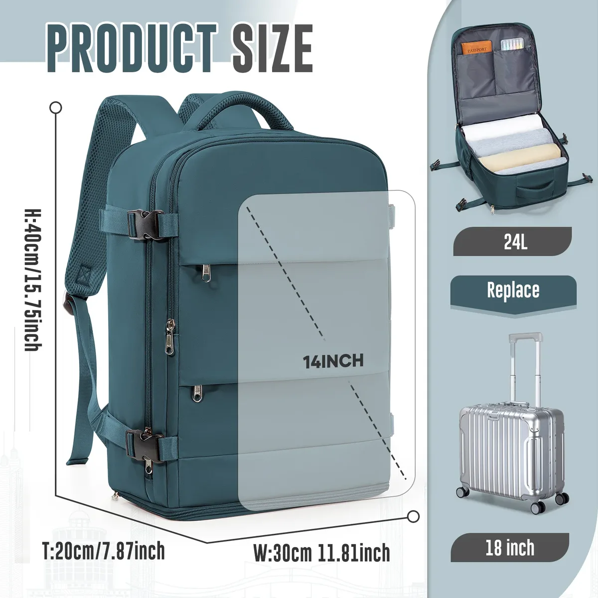 ryanair sac à dos 40x30x20, bagage à main approuvé par la compagnie aérienne cabine max 40x30x20 sac à dos de 