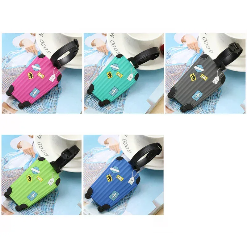 nouveauté : étiquette de bagage robuste en pvc et silicone, avec lettres, pour nom et adresse, idéale pour valise, sac de voyage et accessoires de voyage.