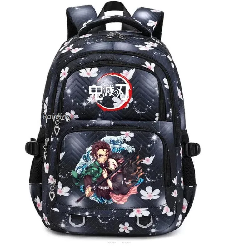 sac à dos décontracté imprimé demon slayer nezuko kamado, tendance, pour étudiants (collège, lycée), garçons, filles, sac de voyage pour ordinateur portable, pour femmes, idéal pour l'extérieur