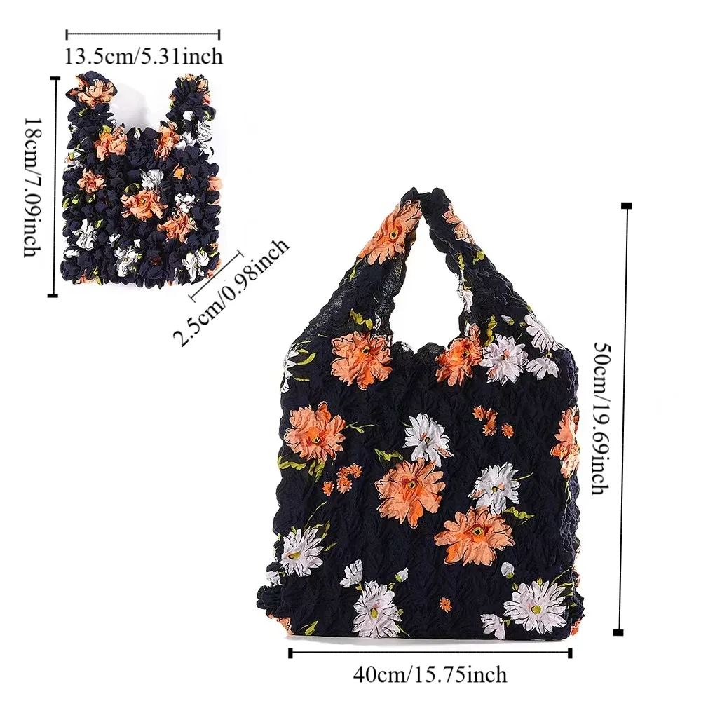 sac pliable à bulles réutilisable, grande capacité, multi-usages, plissé, flexible, sac à main en mousseline, sac de rangement portable, voyage