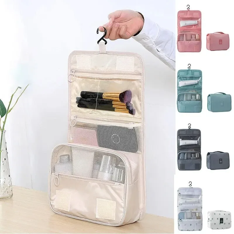 sac de maquillage suspendu multifonctionnel de voyage, avec sac lavable suspendu, sac de rangement portatif de séparation sèche et humide de grande capacité