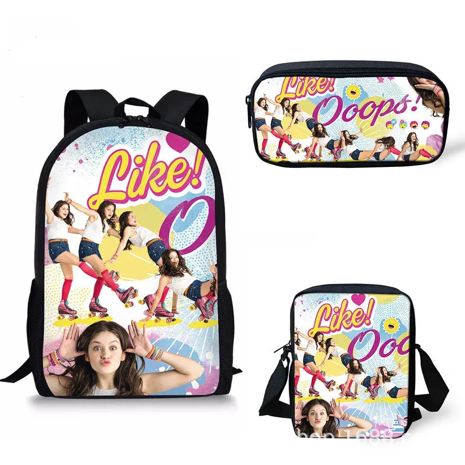 mode nouveauté jolie soja luna impression 3d 3 pièces/ensemble sacs d'école pour élèves sac à dos pour ordinateur portable sac à dos sac à bandoulière incliné trousse à crayons