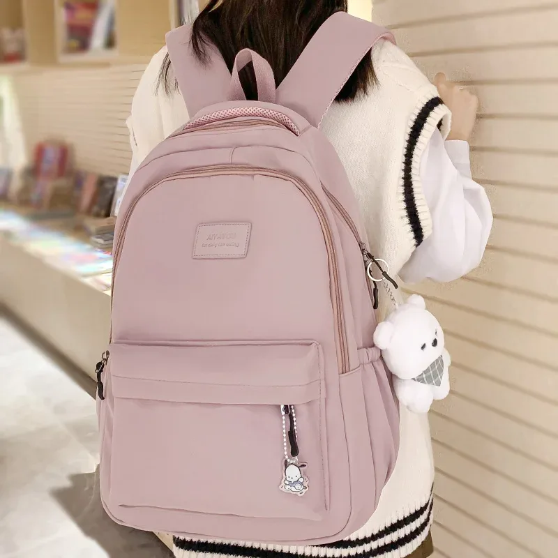 Sac à dos d'étudiant rose imperméable à la mode pour femmes, nouveau sac d'école de loisirs de voyage pour filles, sac d'université de livre mignon en Nylon pour ordinateur portable