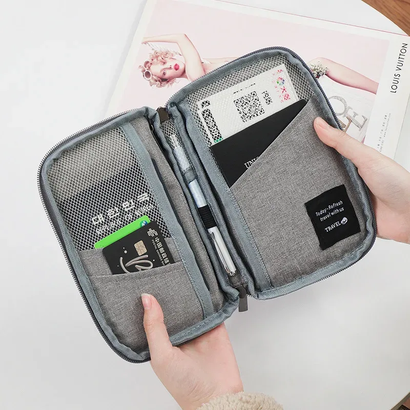 Accessoires de voyage Portefeuille de voyage en tissu OX Porte-billets Porte-passeport familial Housse de protection pour passeport Étui à fermeture éclair pour documents