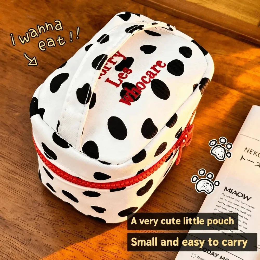 sac de maquillage multifonctionnel à pois, avec fermeture éclair, organisateur à fermeture éclair, boîte de rangement carrée pour femmes et filles