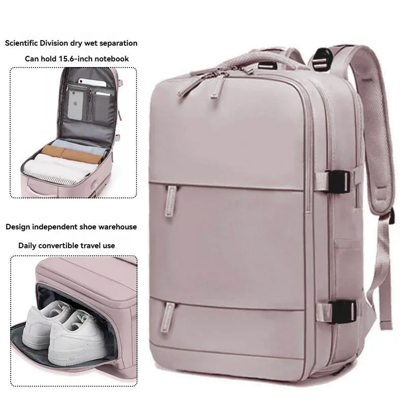 sac à dos grande capacité pour femme, séparation sec/humide, sacoche pour ordinateur portable, sac à dos multifonctionnel imperméable