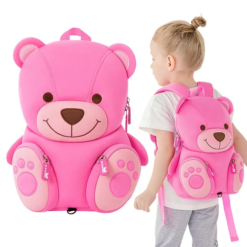 sac à dos rose en néoprène pour fille, observateur, cuillère à cuillère, mignon ours, pour l'école, maternelle, pour enfant, kawaii, plecak, nouvelle collection 2025