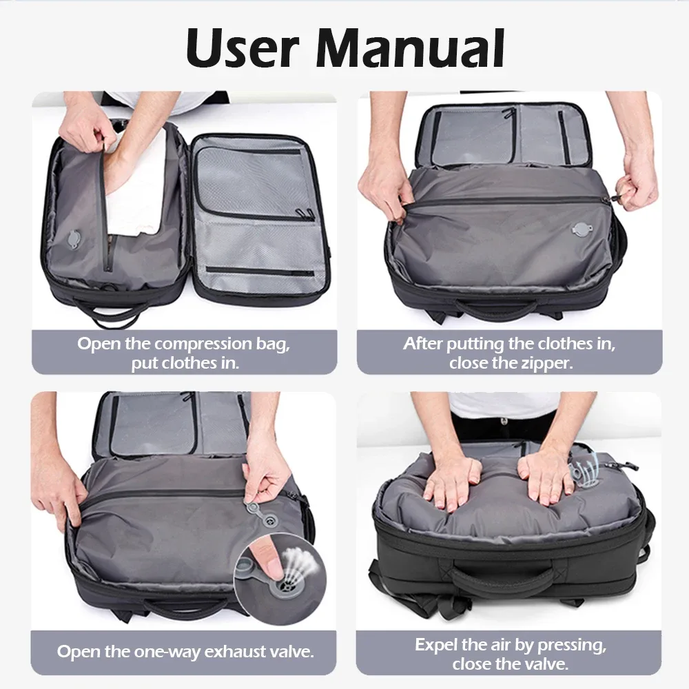 bange – sac à dos de voyage extensible pour hommes, avec compression sous vide, pour ordinateur portable de 17 pouces, grand sac à dos d'école d'affaires pour la randonnée