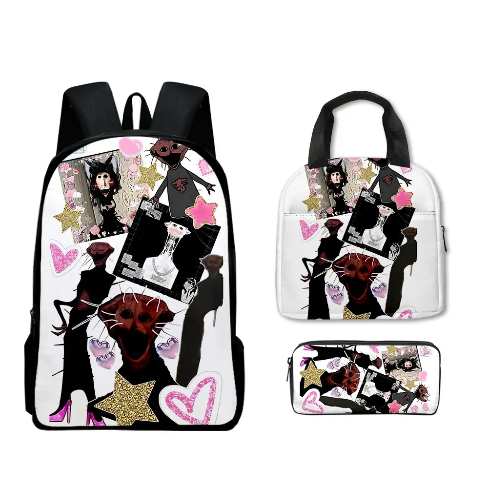 mode jeune nouveauté the boiled one impression 3d 3 pièces/ensemble sacs de voyage sac à dos pour ordinateur portable sac à dos sac à déjeuner portable trousse à crayons