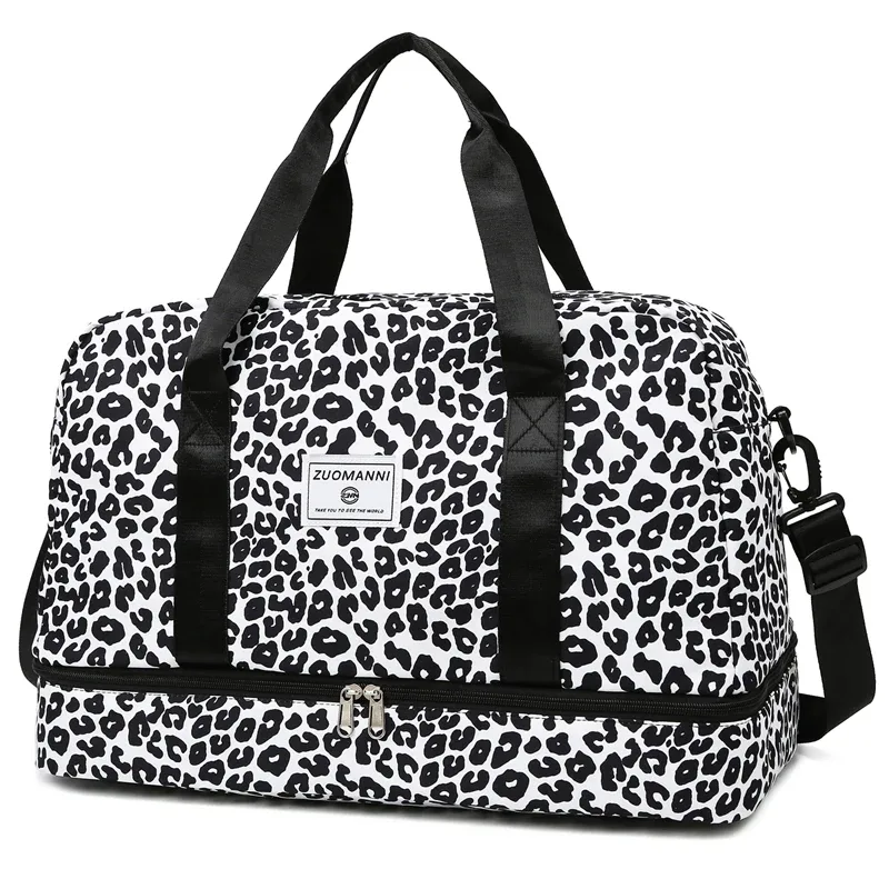 sac de voyage spacieux et durable pour femmes, avec imprimé animal, sac de sport de grande capacité en nylon, sac de nuit pour week-end
