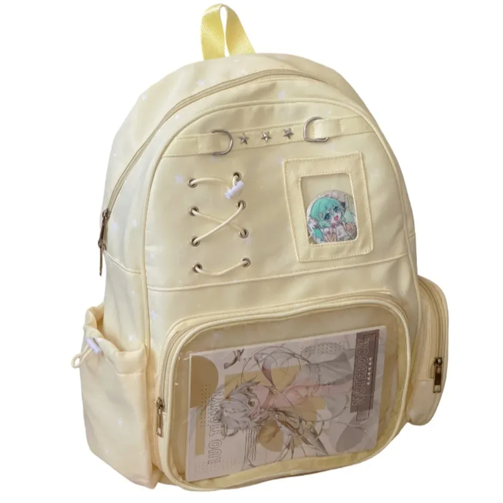 sac à dos transparent kawaii à imprimé étoiles, sac d'école lolita itabag, sac à dos y2k pour étudiants, sac de voyage diy