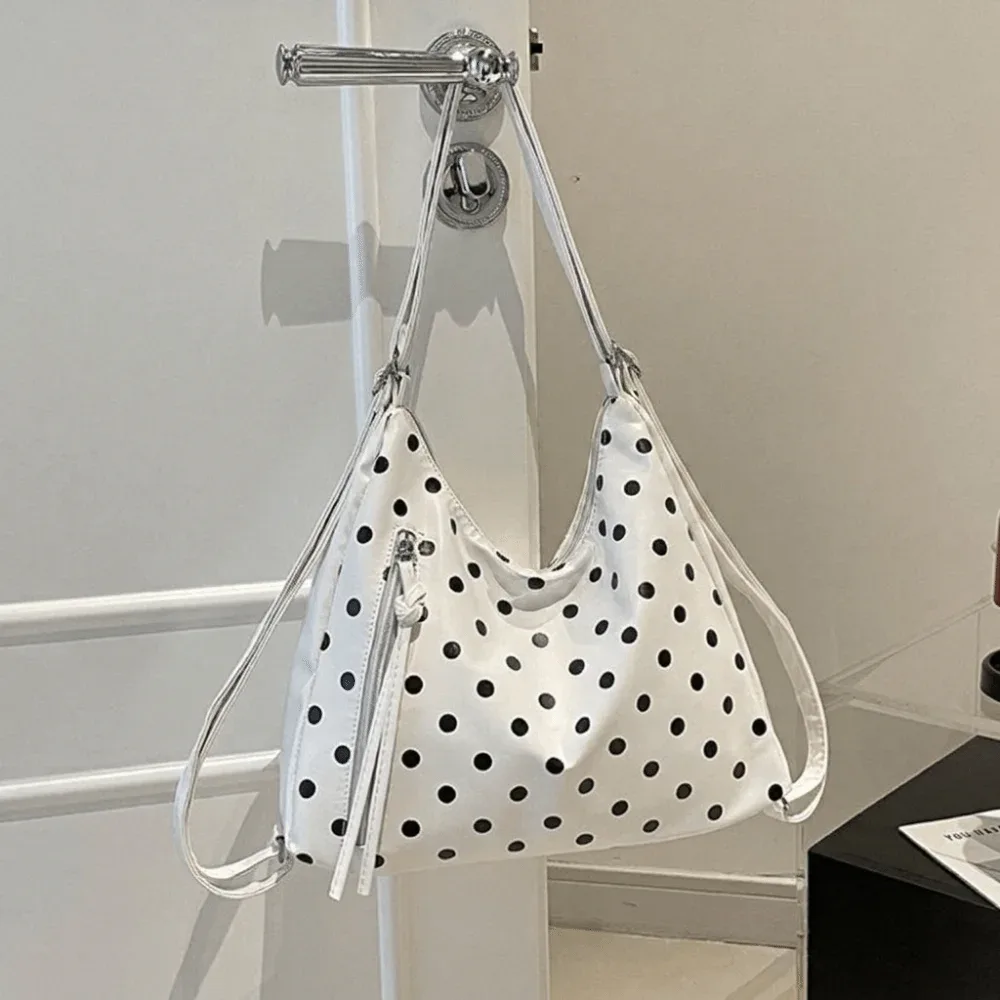 sac à bandoulière en cuir pu à pois, grande capacité, sac à dos, sac fourre-tout, style coréen, sac sous le bras, sac seau, pour étudiants