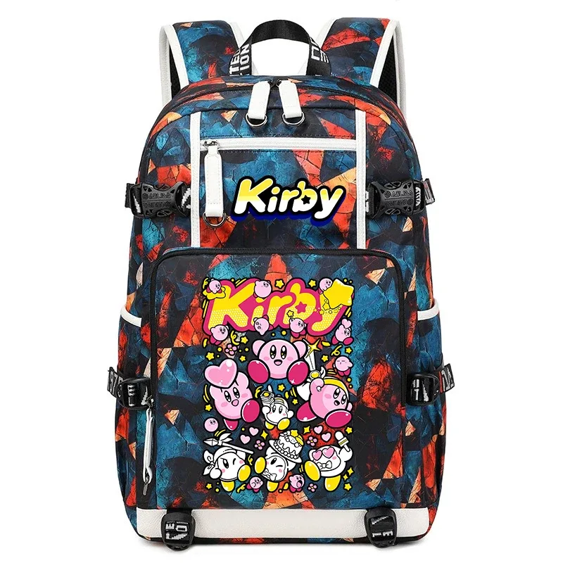 sac à dos d'étudiant imprimé dessin animé kirby, sac d'école de voyage de grande capacité pour enfants et adolescents
